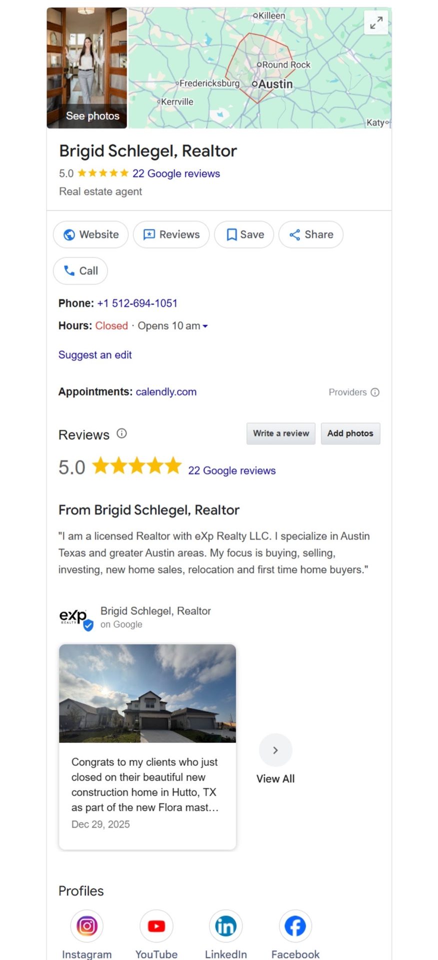 Brigid Schlegel Google Business Profile optimized by Inventive Media